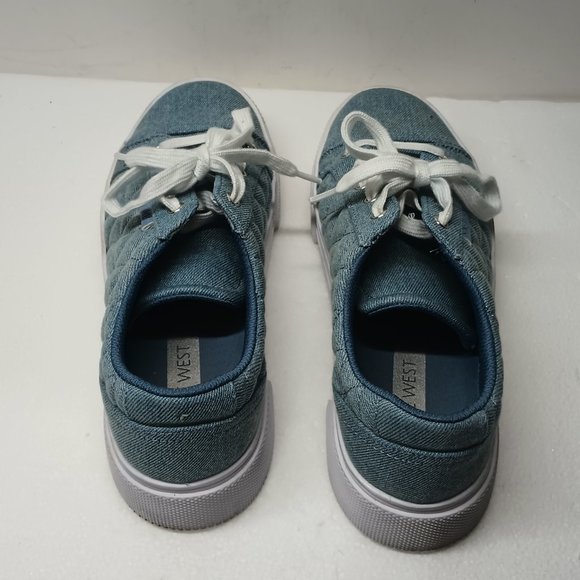 NINE WEST Women's Hola Sneakers Light Denim Blue Quilted Size 8.5 - Picture 5 of 11